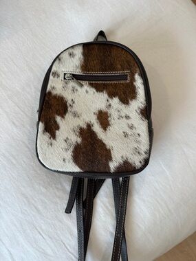 Cowhide Mini Backpack in White and Brown